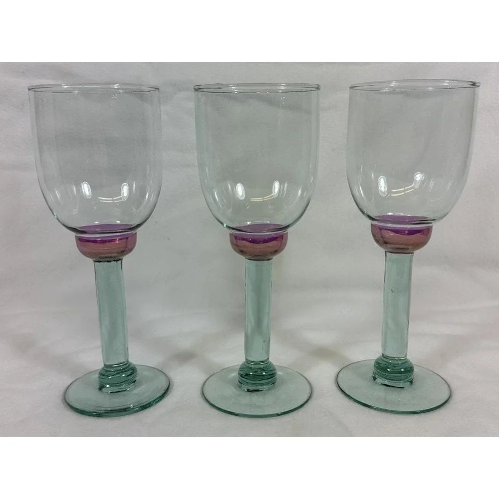 Pfaltzgraff Juniper Wine Glasses 12 oz Green Purple 8.5